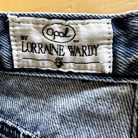 VTG Opal By Lorraine Wardy High Waisted Jeans Floral Leather Cotton Pocket 12 32 - Picture 3 of 5